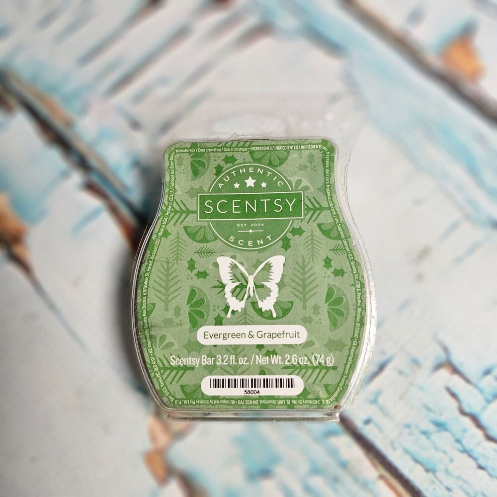 Scentsy Evergreen & Grapefruit Wax Bar Retired Holiday Fragrance